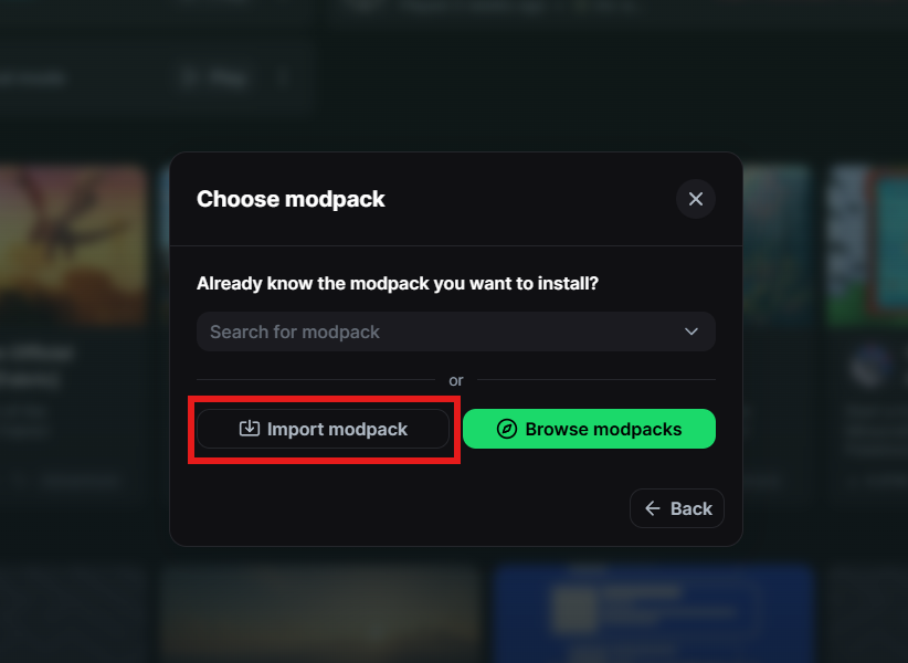 Import Modpack Dialog